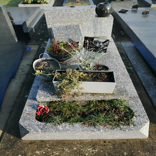 sépulture en marbre avant nettoyage