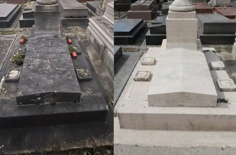 très vielle sépulture de 1890 en pierre de Bourgogne