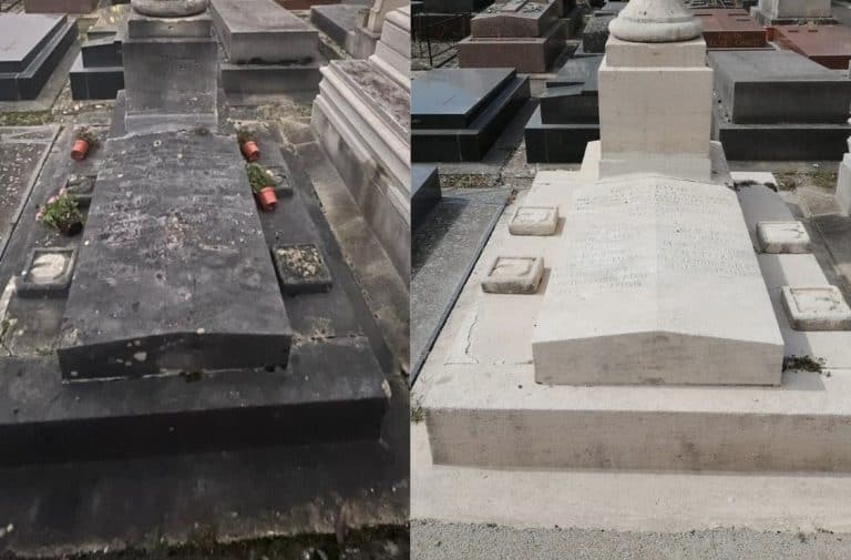 très vielle sépulture de 1890 en pierre de Bourgogne